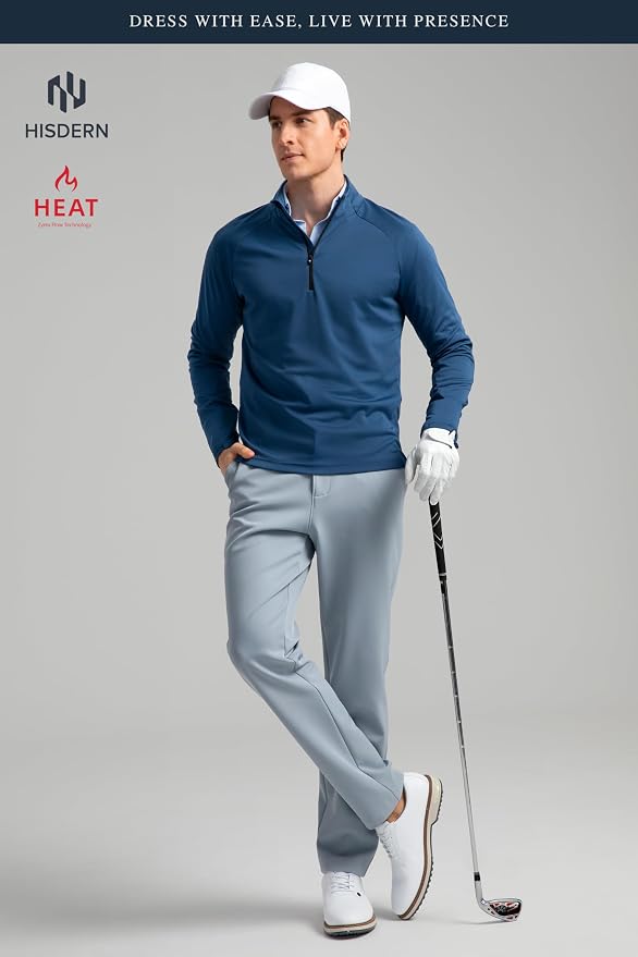 HISDERN Heat 701 Men's Thermal Golf Pants Stretch Fleece 30"/32" No Iron Comfy - Image 2