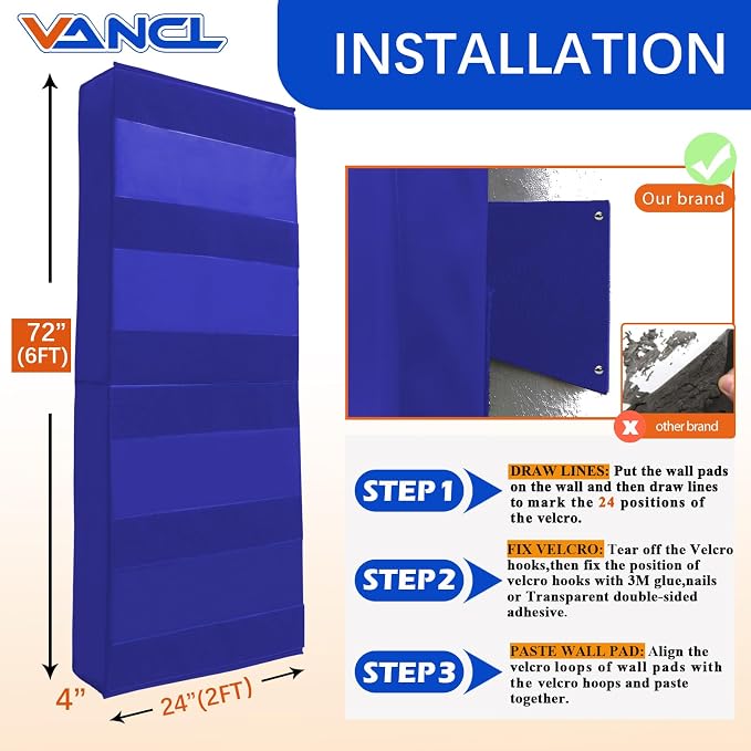 Gym Padding Wall Pads for Gym Wall Mats Basketball Wall Padding 2" Thick Foam - Image 2