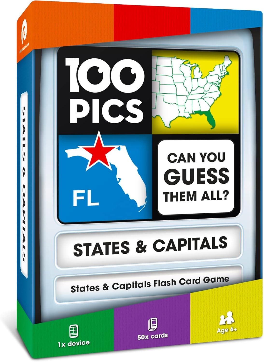 100 PICS US States & Capitals Flash Cards | All 50 States and Capitals to Learn | Fun and Functional Case | Ultimate Flashcards for United States Geography | Card Games for Kids and Adults | Ages 6+