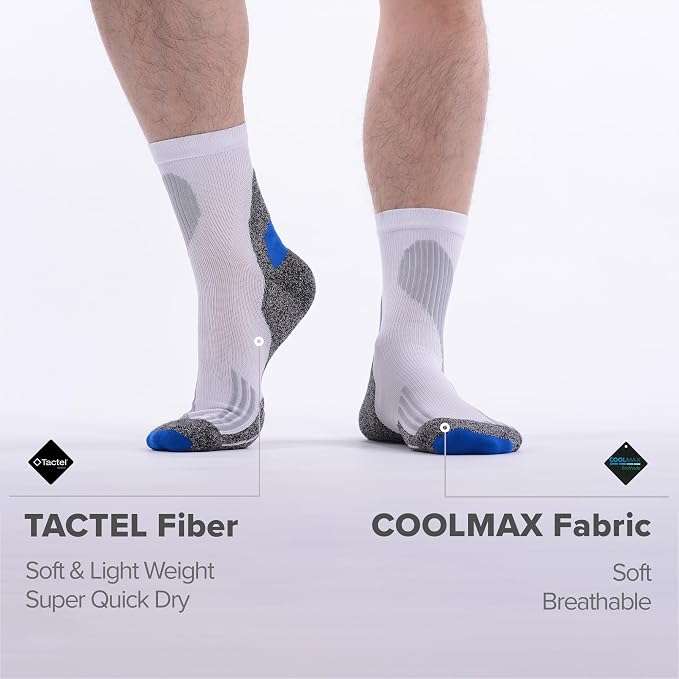 Tactia Full Cushion Compression Socks Men, Coolmax No-Blister Wicking Padded - Image 4