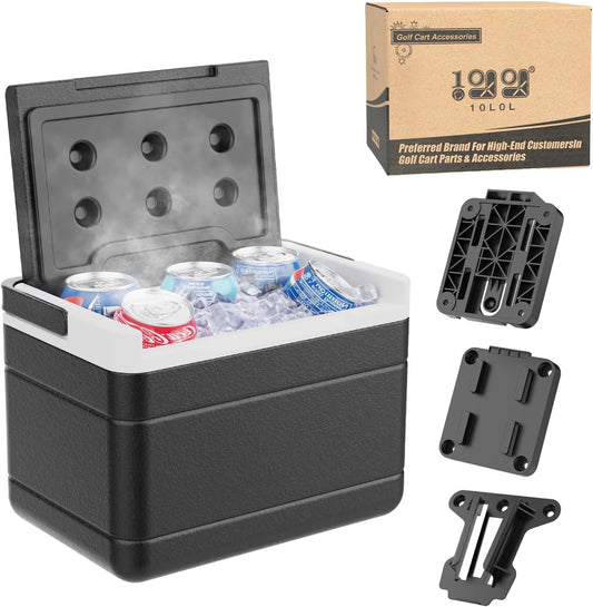 10L0L Golf Cart Cooler with Mounting Bracket Kit Caddy Fits Yamaha Club Car and EZGO, Portable 48H Cooling Golf Cart Ice Chest 102588101 103886801