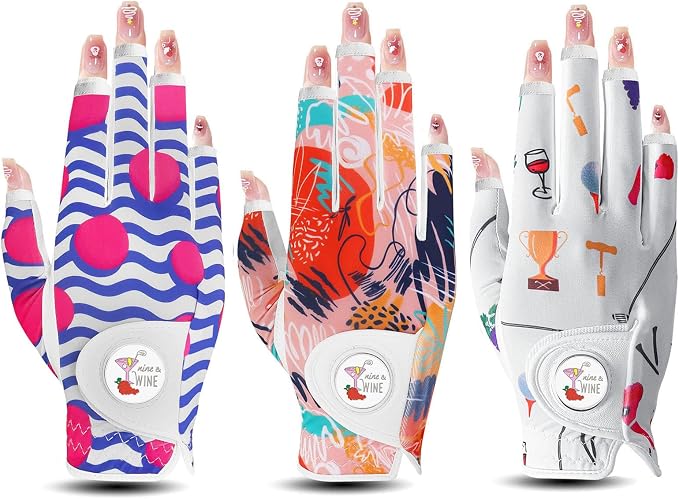 Golf Gloves Women with Ball Marker 2 Pack, Right Handed Golfer Left Hand by AmySport