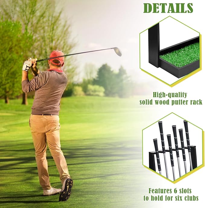 Lenwen Wooden Golf Putter Stand Golf Club Holder Stand Wooden Display Rack - Image 4