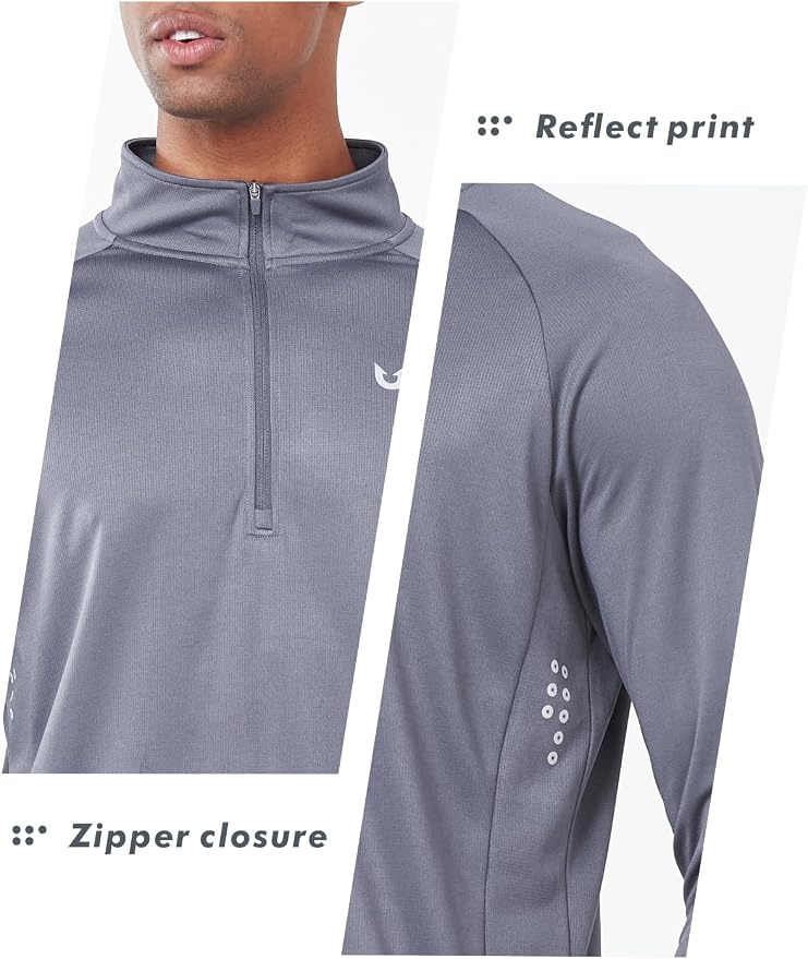 NORTHYARD Quarter Zip Pullover Men Running Shirt Long Sleeve Moisture Wicking - Image 4