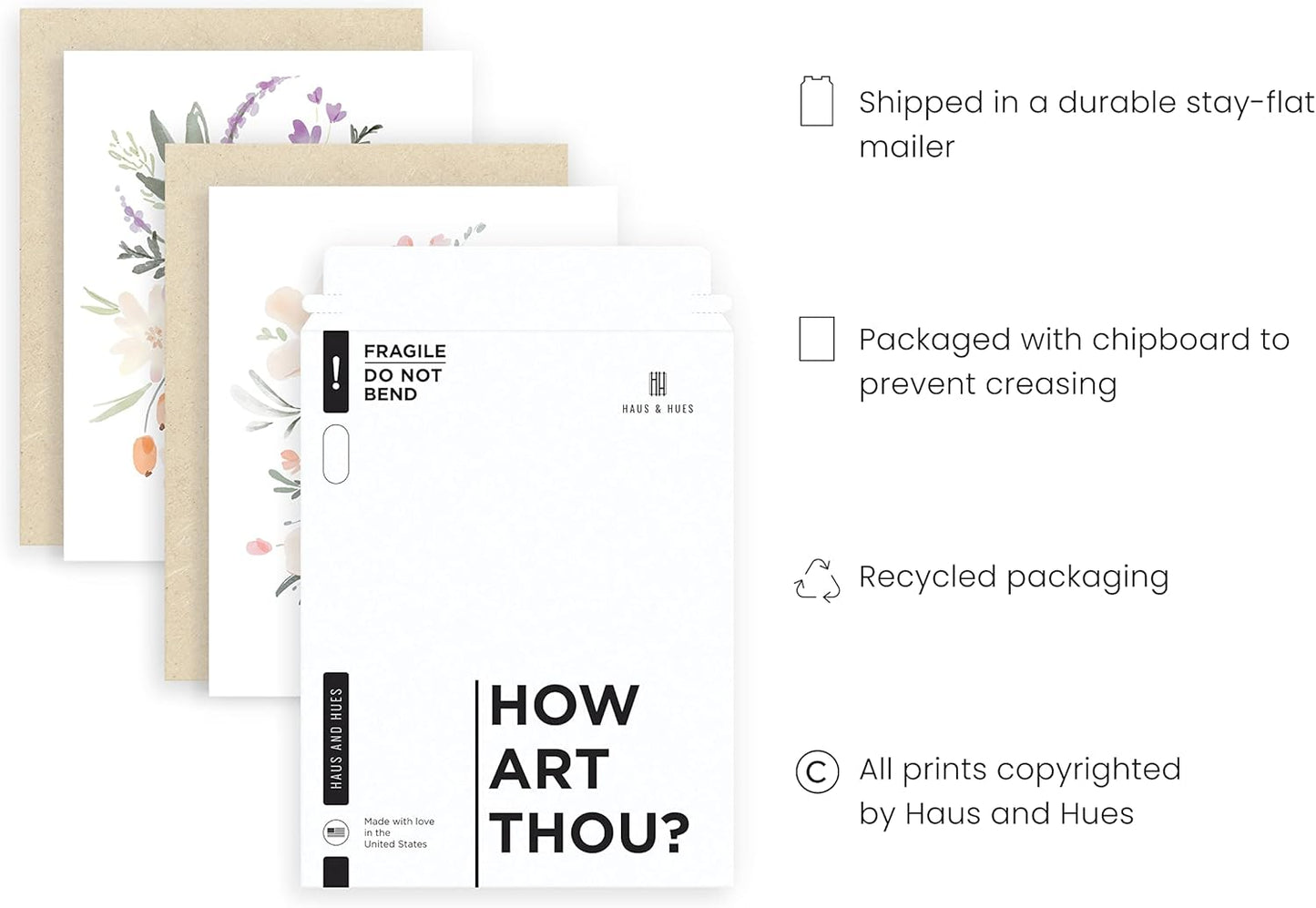 HAUS AND HUES - Set of 4 Flower Posters, Wall Decor, Floral Prints, Flower Pictures, Botanical Prints (Unframed, 8x10)