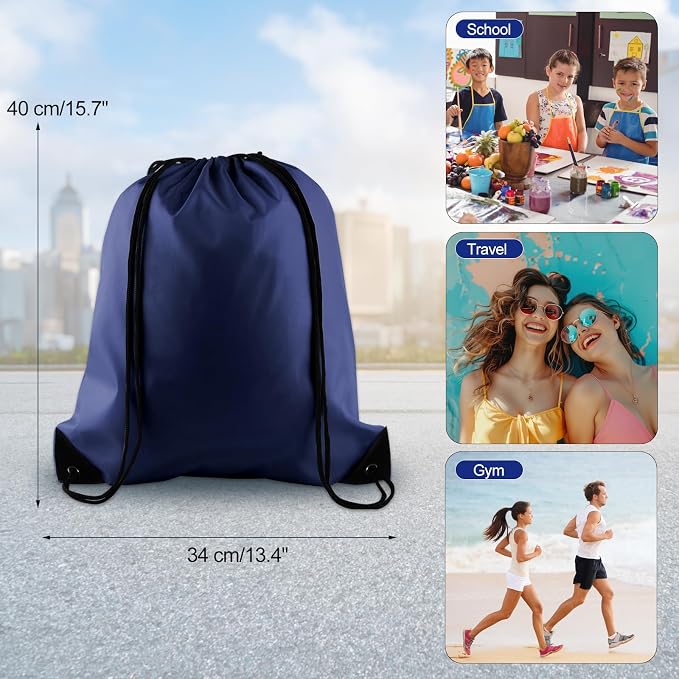 KUUQA 60Pcs Drawstring Backpack Bag Bulk Navy Blue Drawstring Bags String Bags - Image 4