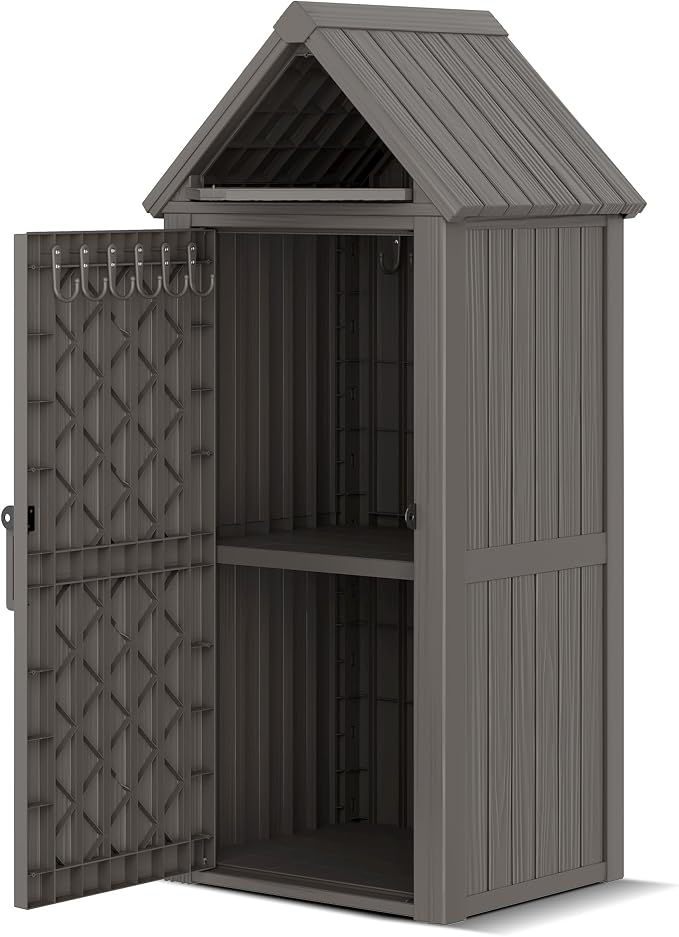 Fancyango Outdoor Resin Storage Shed, Upgrade Sturdy Storage Cabinet - Image 9