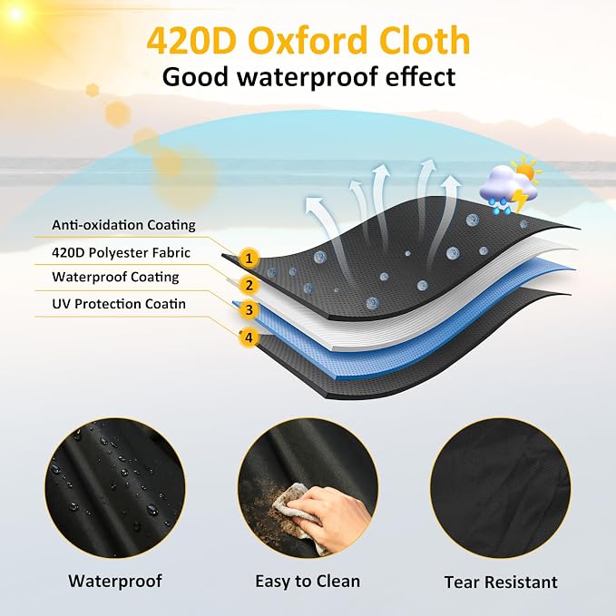 Falafa Golf Cart Cover 6 Passenger, Heavy Duty 420D Waterproof All Weather - Image 2