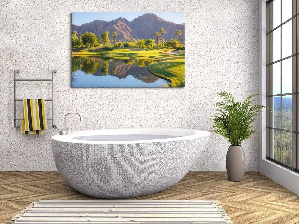 Indian Wells Golf Course Wall Art for Office USA California Golf Course Picture Poster Print on Canvas for Living Room Bedroom Bathroom Home Decorations Framed Ready to Hang(18''H x 24''W)