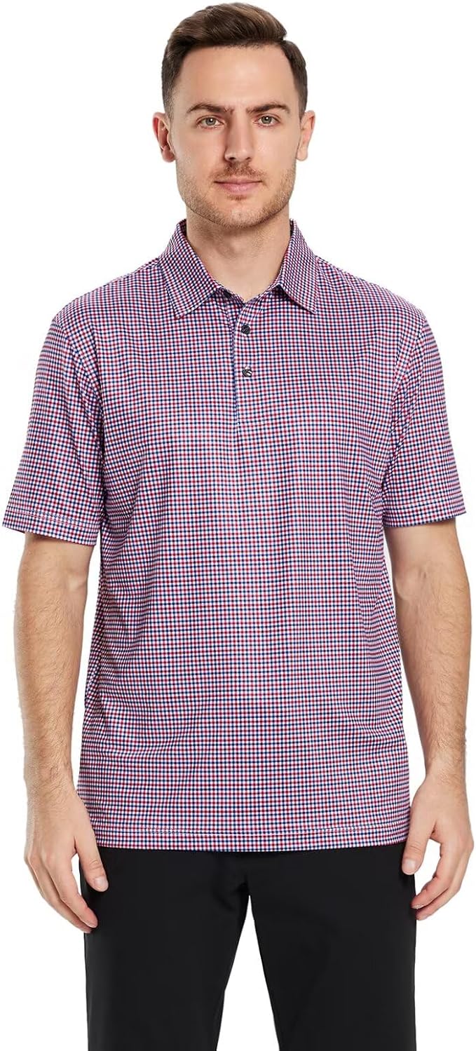 Golf Shirts for Men Dry Fit Short Sleeve Print Performance Moisture Wicking - Image 2