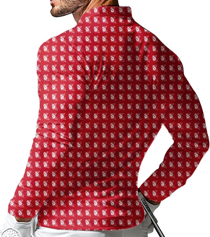 Men's Long Sleeve Golf Shirt Quick Dry 3 Button Work Fishing Outdoor Casual - Image 2