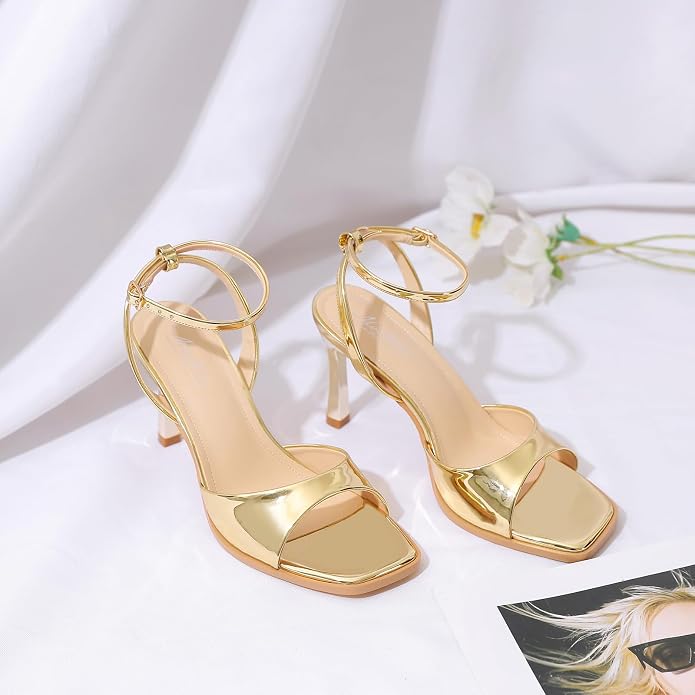 Mostrin Strappy Heels for Women Square Open Toe Lace Up Heeled Sandals Ankle - Image 7