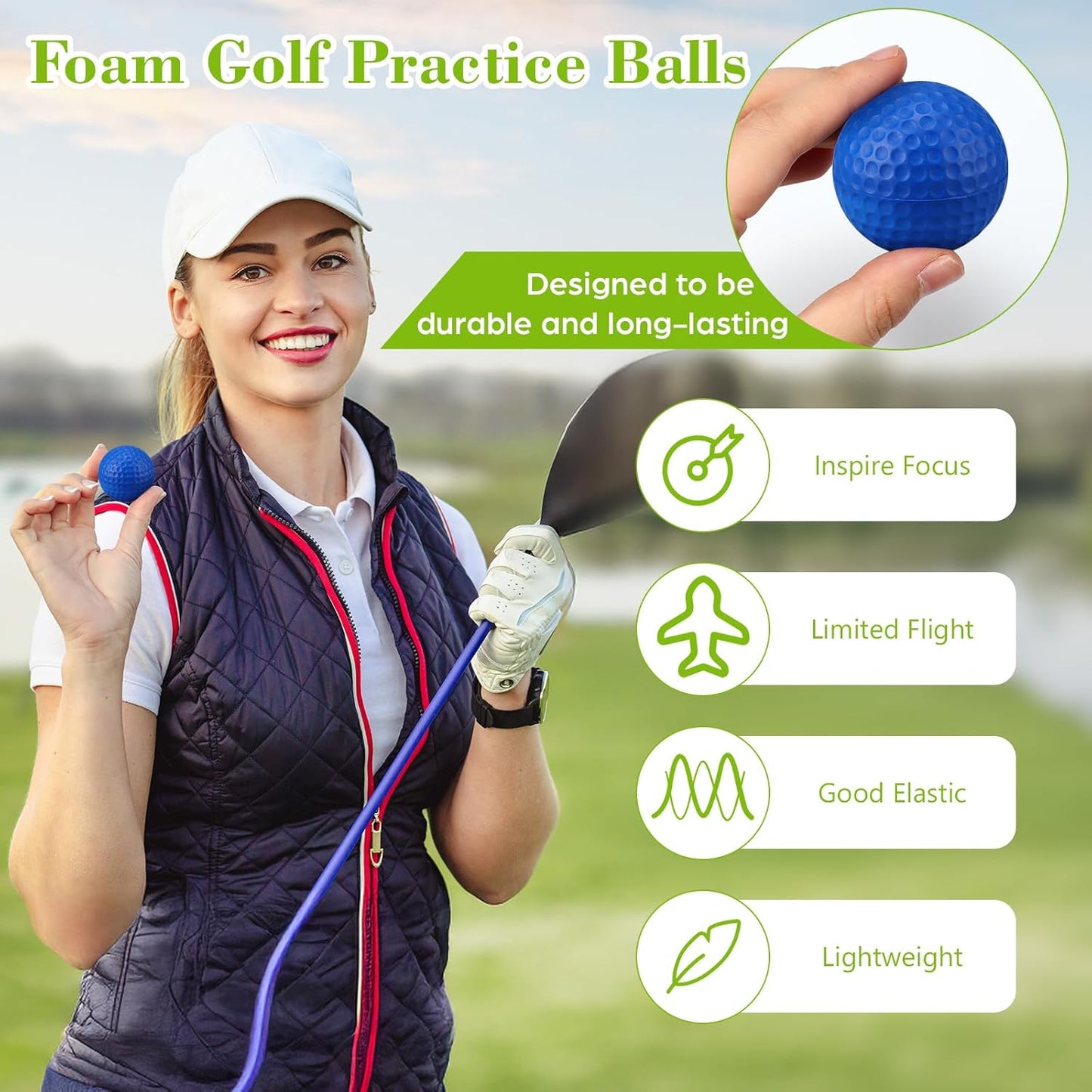 12 Pcs Foam Golf Practice Balls Soft Foam Balls for Golf Practice Realistic Feel and Flight Sport Training