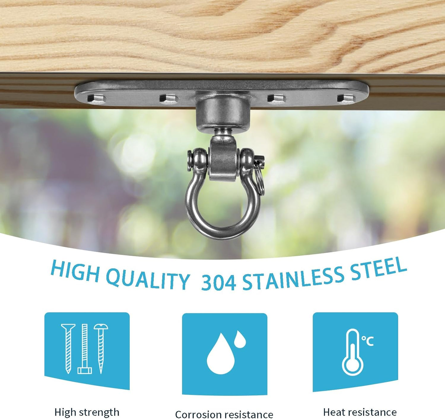 2 of Heavy Duty Stainless Swing Hanger with Smooth Swing Bearings 180°+360°, 1500 lb Capacity for Indoor Outdoor Playground Yoga Hammock Chair Sandbag Porch Swing Bag