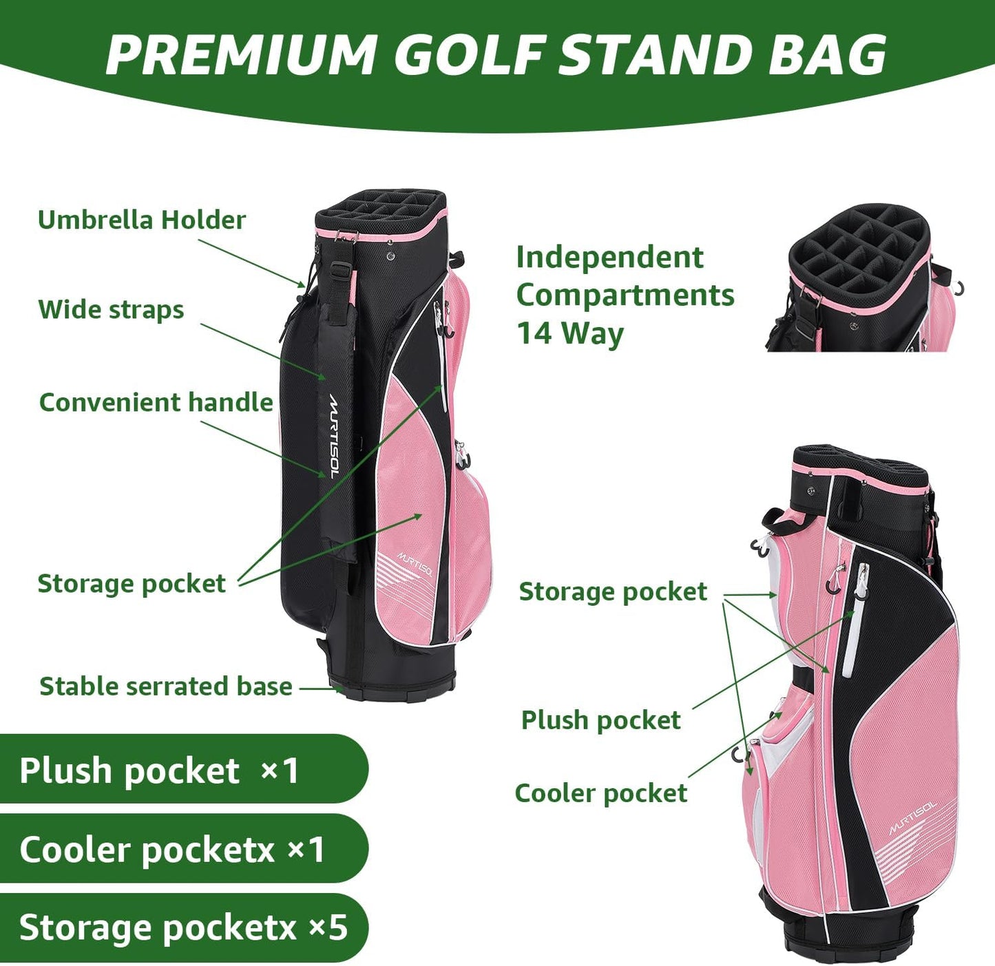 10 Pieces Golf Clubs Full Set Mens Right Hand,Golf Set Includes Stand Bag with Rain Hood, 1#Driver 3#Wood #5 Hybrid,with 3 Head Covers, 6# 7# 8# 9# PW# Irons and Putter