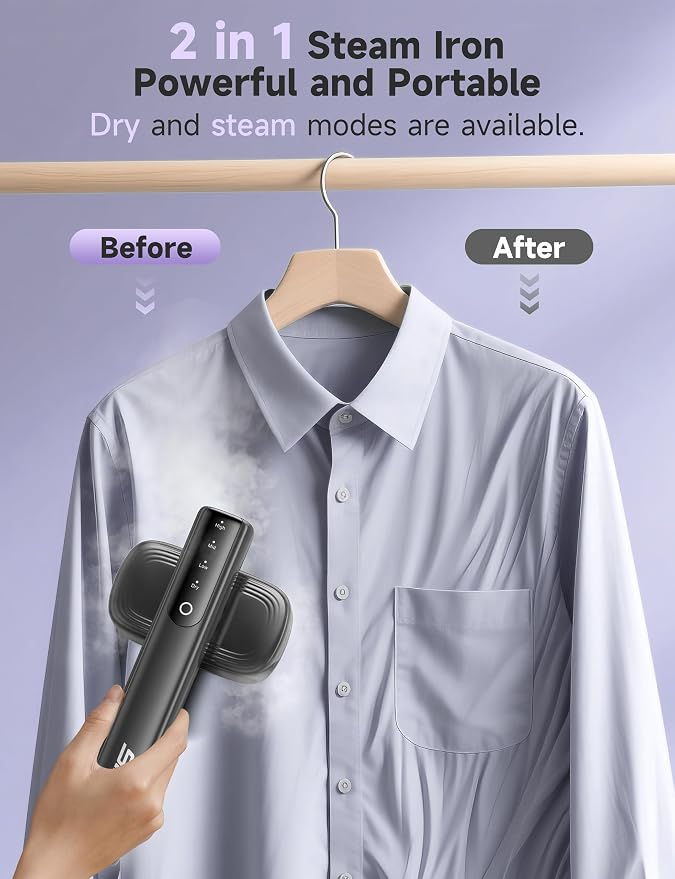 Steamer for Clothes, 1200W Powerful Portable Steamer Iron, 15s Fast Heat-up - Image 2