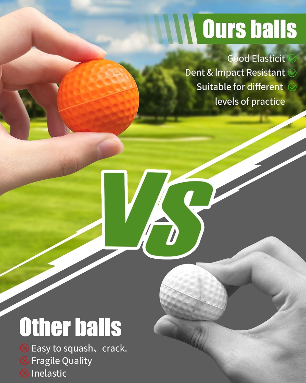 24 Pack Foam Golf Practice Balls,Practice Golf Balls for Backyard,Realistic Feel and Limited Flight Soft Golf Balls for Indoor or Outdoor Training