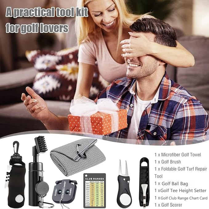 7Pcs Golf Accessories Kit, Include Golf Club Cleaner Towel Ball Bag Divot Tool - Image 7
