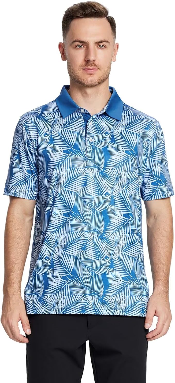 Golf Shirts for Men Dry Fit Short Sleeve Print Performance Moisture Wicking - Image 2