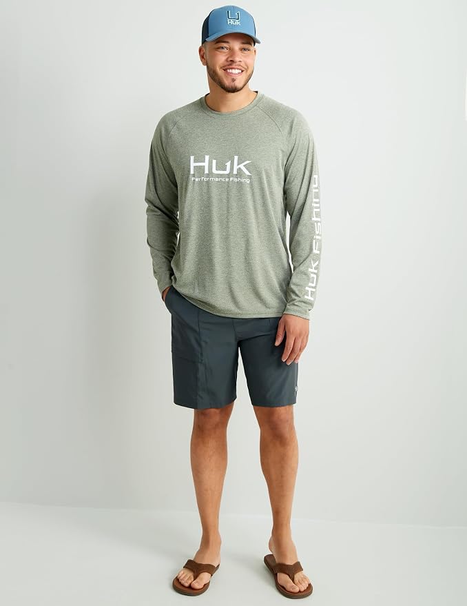 HUK Mens Pursuit Heather Long Sleeve Shirt, Fishing Shirt - Image 4