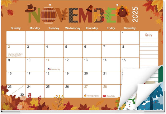 GuassLee Desk Calendar 2025-2026 - Colorful Desk Calendar from Sep. 2025-Mar. 2027, 17 x 11.5 inches, 19 Monthly Calendar with Hanging Rope, Notes and Large Ruled Blocks for Home School Office