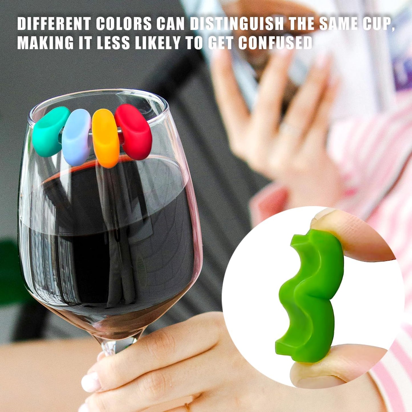 12PCS Wine Glass Markers Charms, Reusable Silicone Drink Tags for Wine Glasses, Champagne, Cocktails & Beer Bottles, Colorful Cup Identifiers for Bar, Party, Wedding, Birthday & Home Entertaining(colorful)