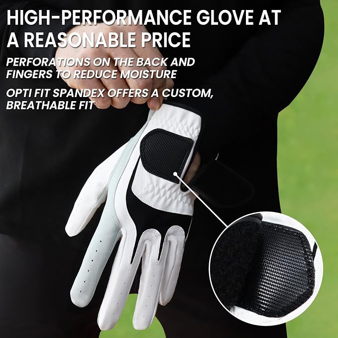 FINGER TEN Premium Cabretta Leather Golf Gloves Men 3 Pack - Image 4