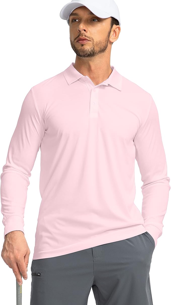 Men's Polo Shirt Long Sleeve Golf Shirts Lightweight UPF 50+ Sun Protection by GGradual