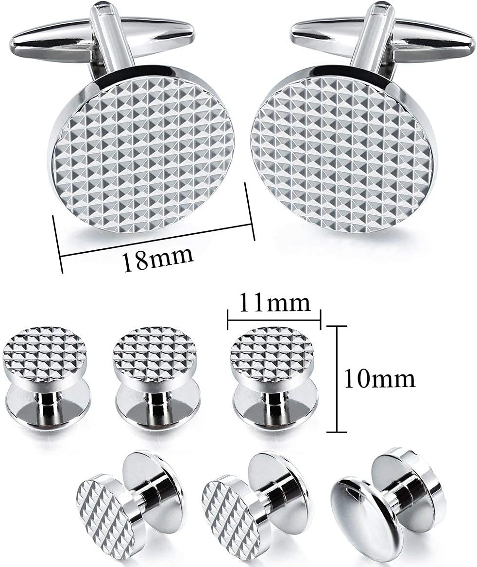 HAWSON Silver/Gold Cufflinks for Men with Tuxedo Shirt Studs,Men Accessories Jewelry with Gift Box,Gifts for Family,Best Friend on Wedding Business Birthday Anniversary