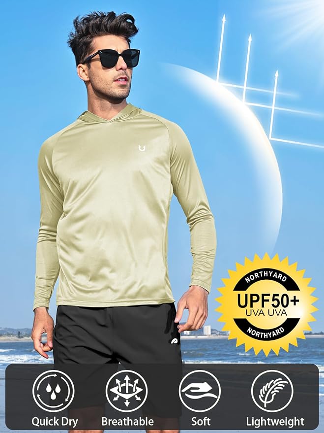 NORTHYARD Men's UPF 50+ Hoodie Shirts Long Sleeve Sun Protection Fishing Swim - Image 2