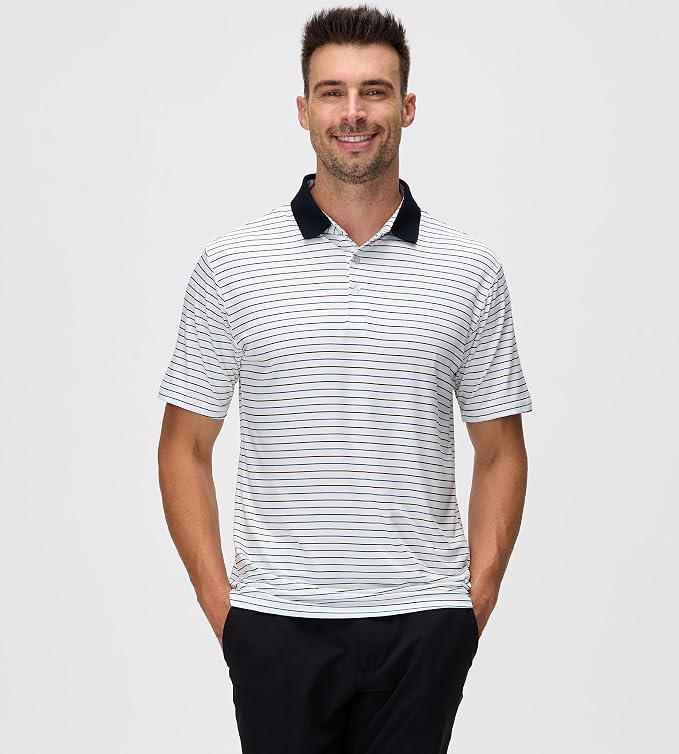 Esabel.C Jacquard Golf Shirts for Men Moisture Wicking Short Sleeve Performance - Image 4