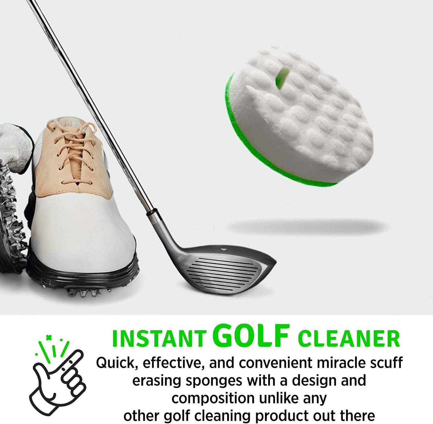 Instant Golf Eraser, Premium Dual-Sided Sponge - Golf Club Cleaner, Golf Ball Cleaner, Golf Club Groove Cleaner 6-Pack with Tether, 12-Pack Refill, Premium Embroidered Golf Towel with Clip