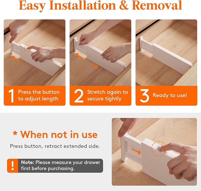 Lifewit 24 Pack Drawer Dividers 4" High, 11-17" Adjustable Dresser Drawer - Image 7