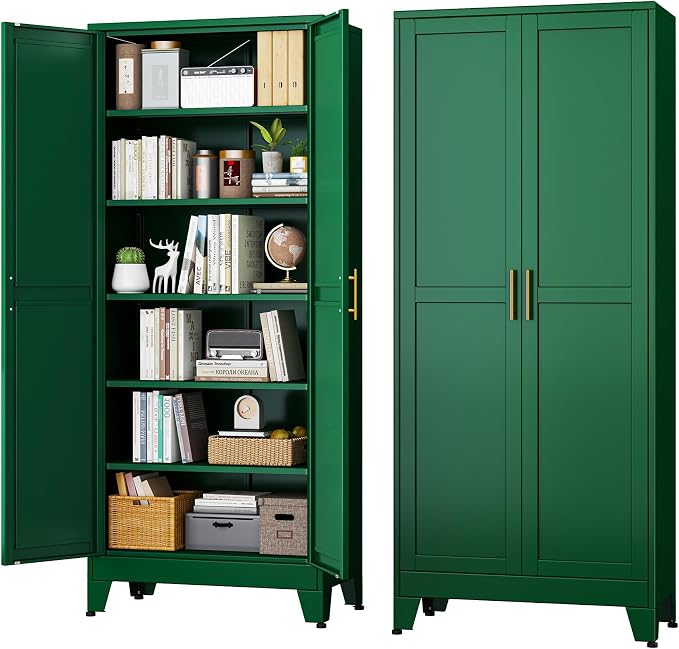 Green Metal Storage Cabinet, Kitchen Pantry Storage Cabinet by RISTERN