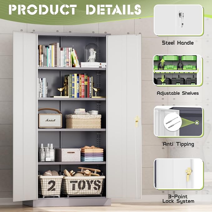 SUNCROWN 72" Metal Storage Cabinet - Image 7