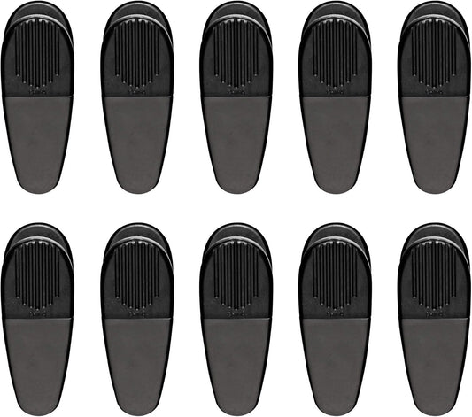 10 Magnetic Memo Holders Set - Large Clip, Plastic - Black