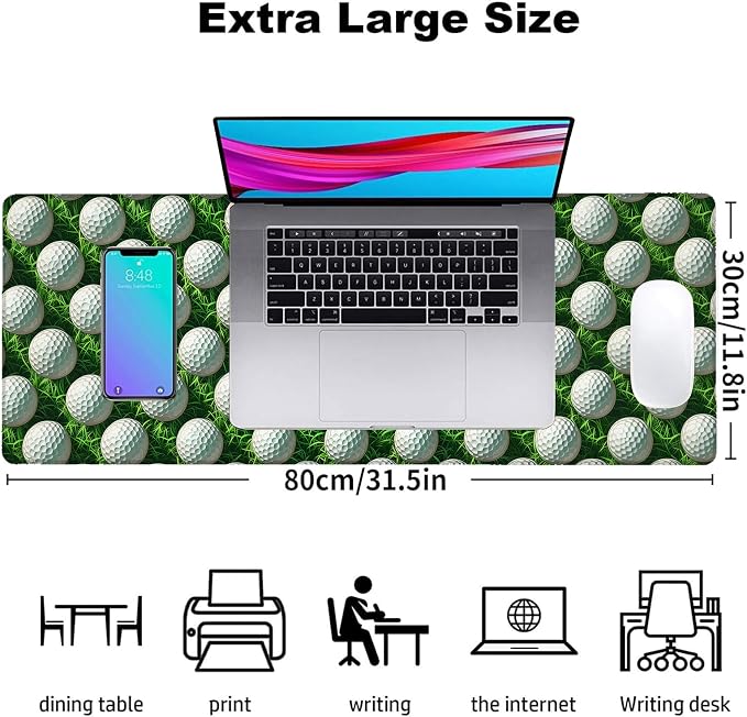 Golf Ball Gaming Mouse Pad, Office Desk Mat, Anti-Slip Rubber Base Cool - Image 3