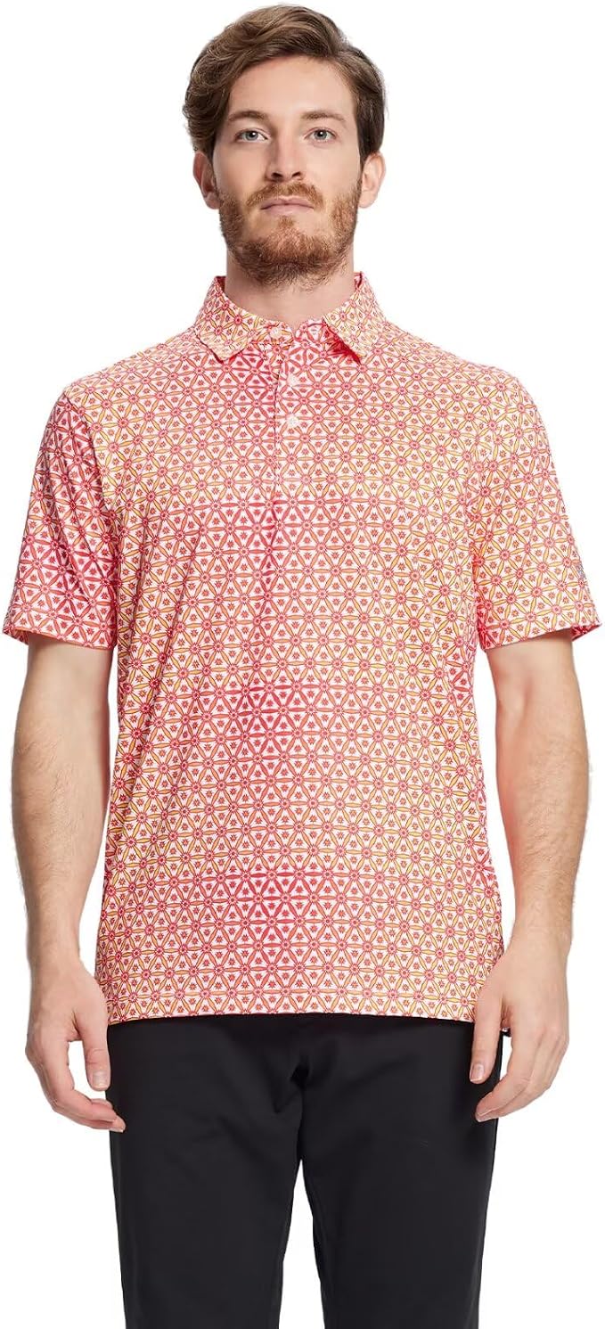 Golf Shirts for Men Dry Fit Short Sleeve Print Performance Moisture Wicking - Image 2