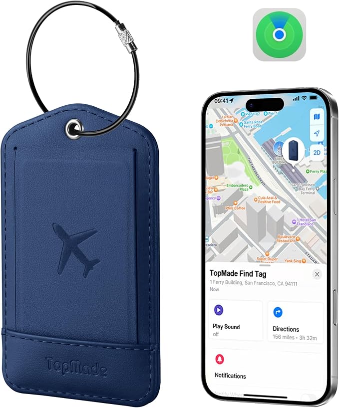 TopMade Smart Luggage Tag with Find My, Premium Leather Luggage Tags by TopmadeProduct-Ordernow