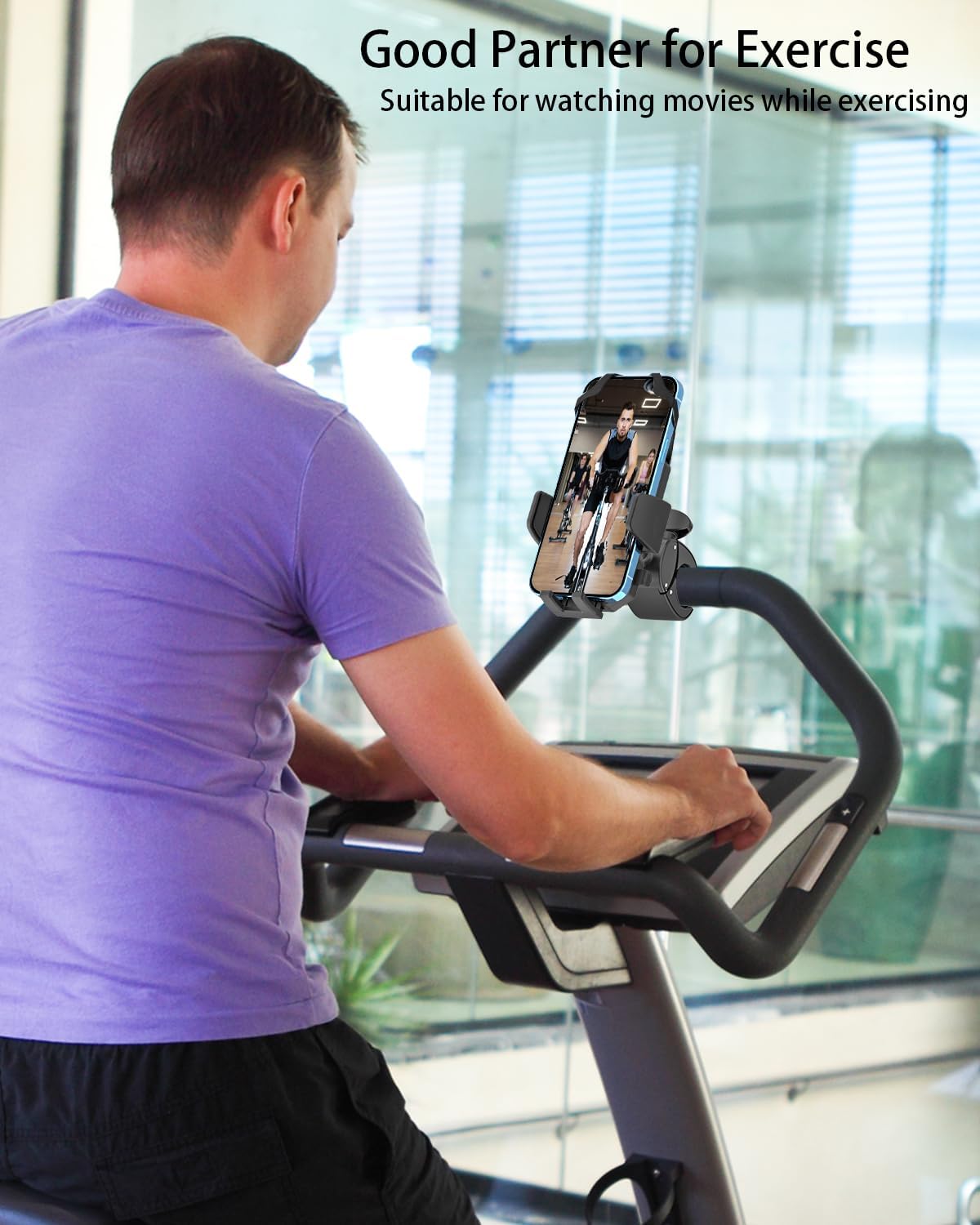 2025 Upgraded Silicone Straps Phone Holder Mount for Boat Helm, Golf Cart, Stroller, Treadmill, Mic Stand, Spin Bike, Handlebar Clamp for 4-7" iPhone 17 Pro Max Air, 16 15 14 13 12, S25 and Smartphone