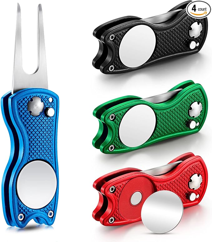 Skylety 4 Pcs Golf Divot Repair Tool Metal Foldable Golf Divot Tool by Skylety