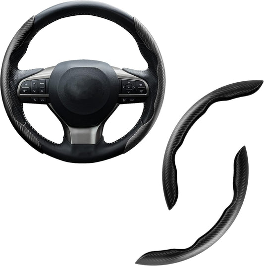 Amiss Carbon Fiber Anti-Skid Steering Wheel Cover, Universal Fit, 14.3 Inches, Black