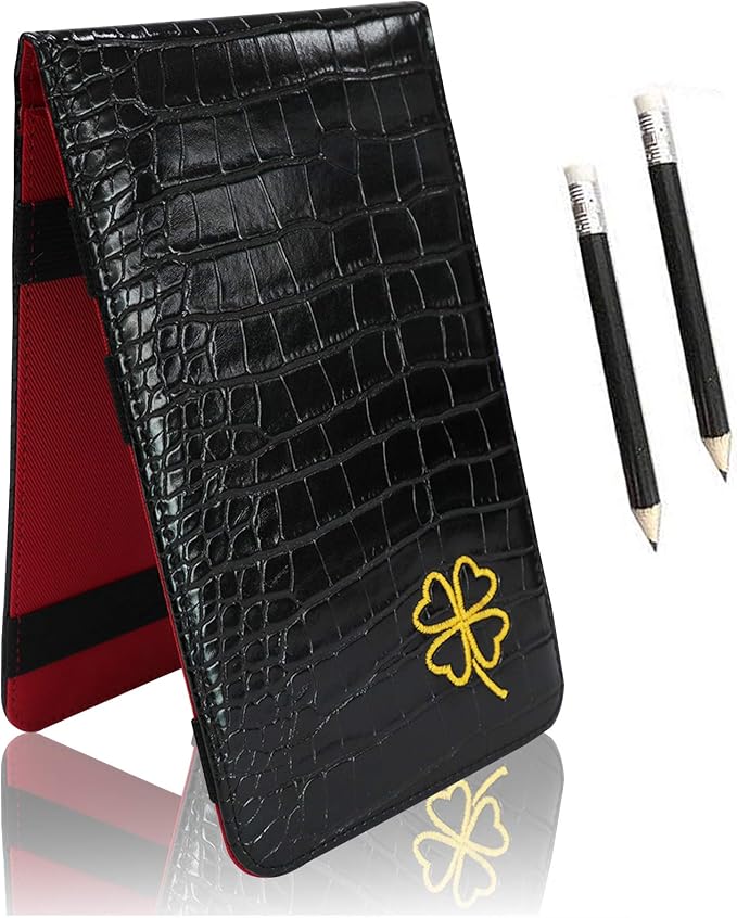 FINGER TEN Golf Scorecard Holder Leather Yardage Books Cover Lucky Clover by FINGERTENSport
