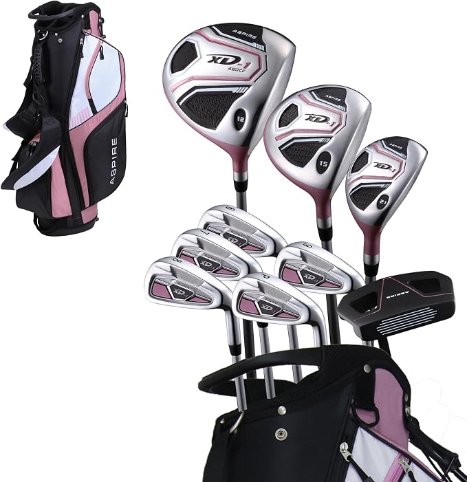 Aspire XD1 Womens Golf Clubs Full Set, Includes Driver, 6-PW Irons, Stand Bag by ASPIRE