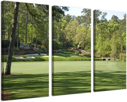 Augusta Golf Course Wall Art for Living Room Bedroom Bathroom Home Decorations - Augusta National Golf Course Pictures Posters Framed Artwork Canvas Prints Ready to Hang(12''W x 24''H x3)
