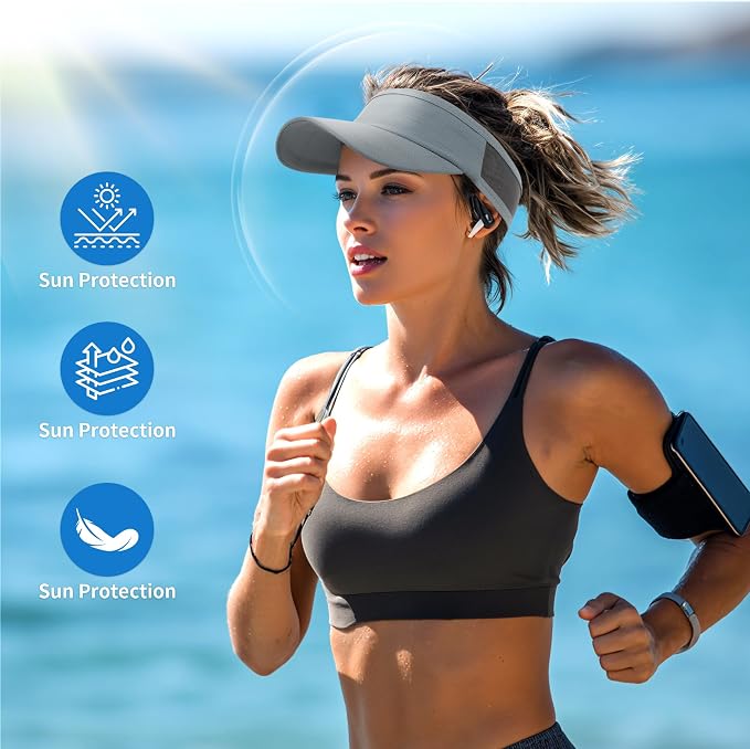 HH HOFNEN Sports Sun Visor Cooling Lightweight Stretchy Packable Running Golf - Image 2