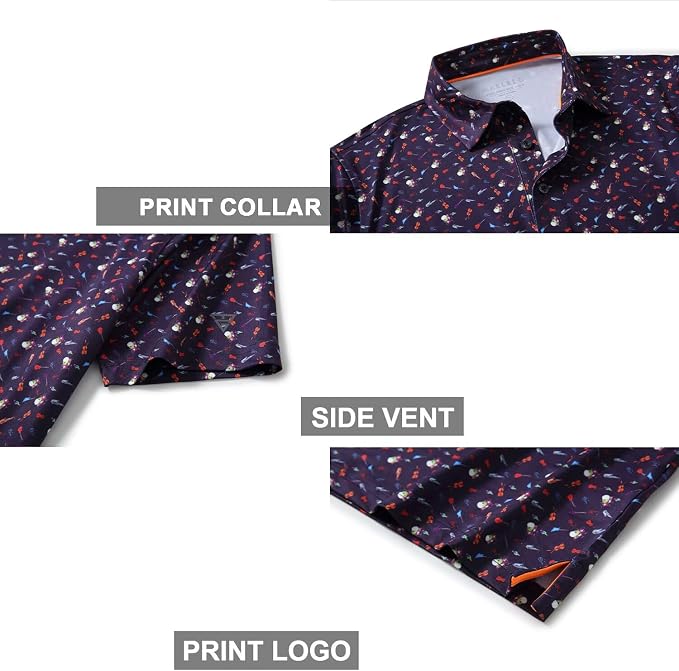Golf Shirts for Men Dry Fit Short Sleeve Print Performance Moisture Wicking - Image 4