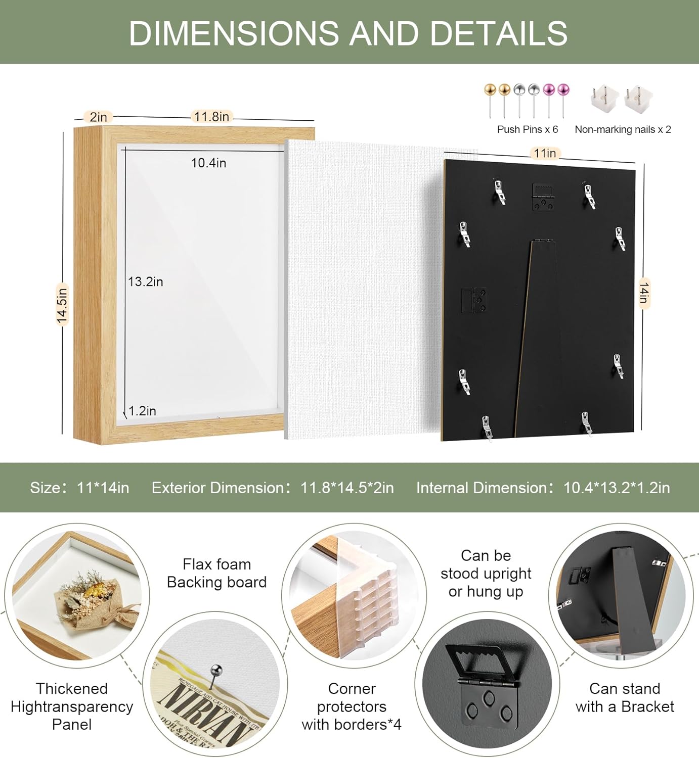 11x14 Shadow Box Display Case Picture Frame with Soft Linen Back, Large Deep Black Shadow Box 11x14 for Flowers Medal Display Case Jersey pet Graduation Memorabilia Baby Ltems Crafts Photos