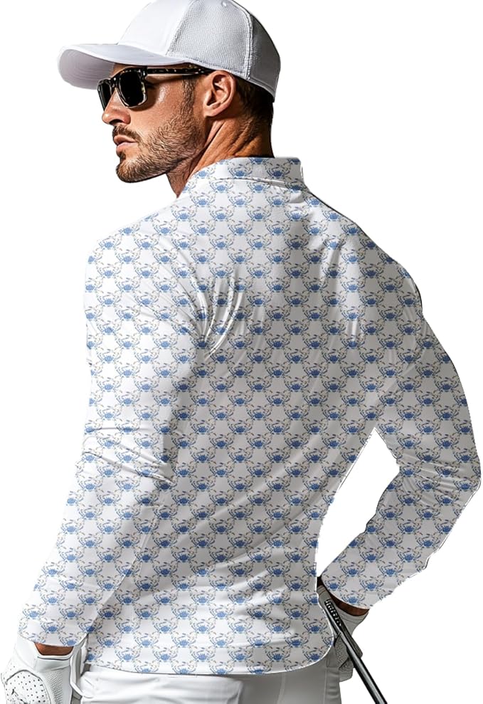 Men's Long Sleeve Golf Shirt Quick Dry 3 Button Work Fishing Outdoor Casual - Image 2