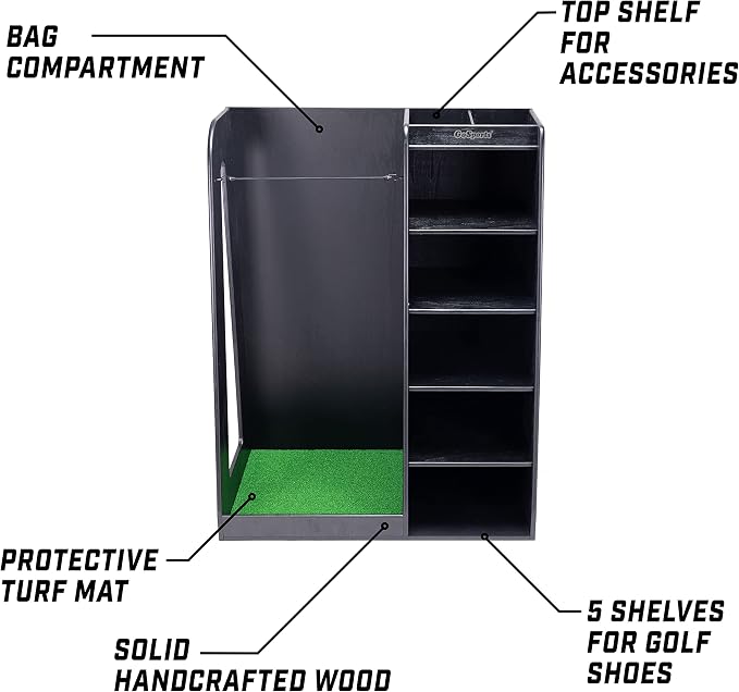 GoSports Premium Wooden Golf Bag Organizer and Storage Rack - Image 3